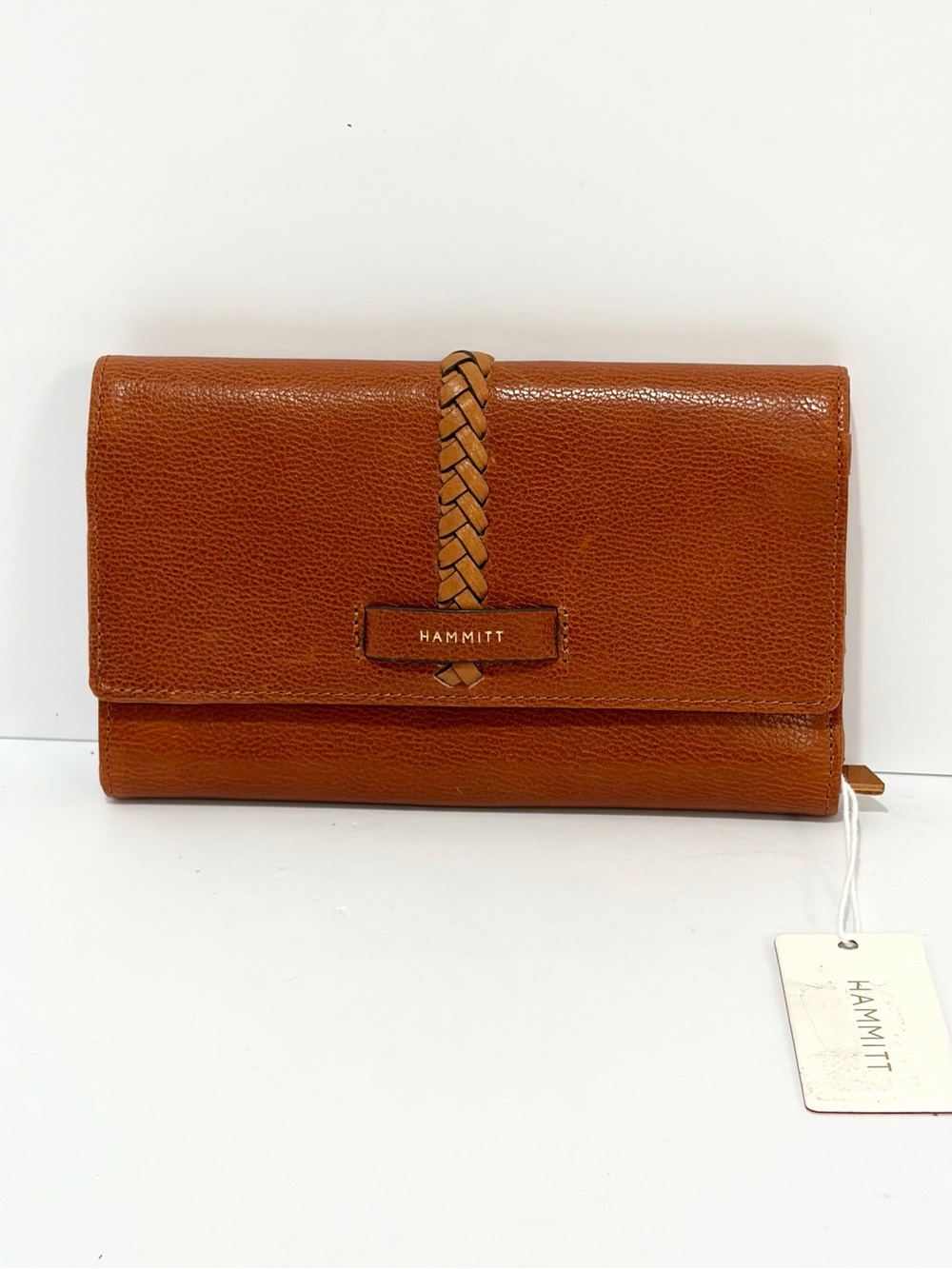 Hammitt Benjamin Wallet In Manzanita Tan Textured Pebbled Leather/Gold NWT!!!!